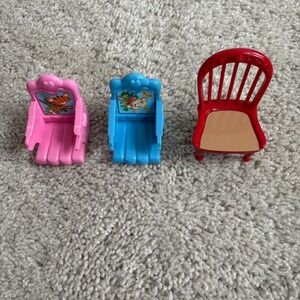 Fisher Price Loving‎ Family Vtg Dollhouse Chairs Twin Pink & Blue,  Red Classic